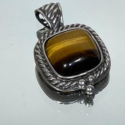 Tiger eye and sterling pendant