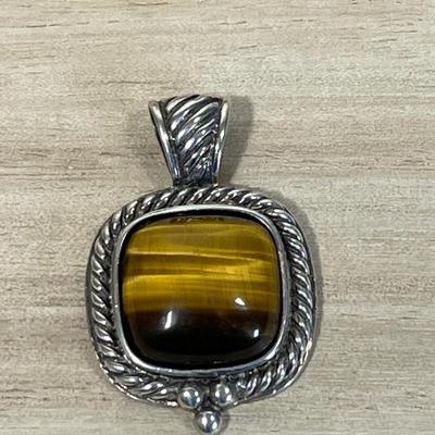 Tiger eye and sterling pendant