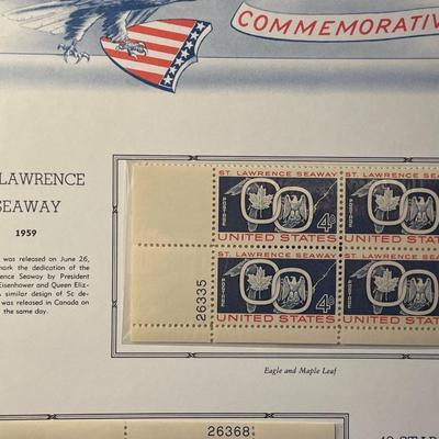 St Lawrence Seaway & 49-Star Flag 1959 Mint Condition US Stamp Plate Blocks Page as Pictured. Only One $5 Shipping Charge for 1 or...