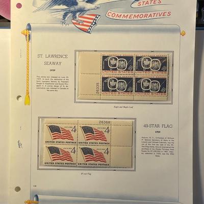 St Lawrence Seaway & 49-Star Flag 1959 Mint Condition US Stamp Plate Blocks Page as Pictured. Only One $5 Shipping Charge for 1 or...