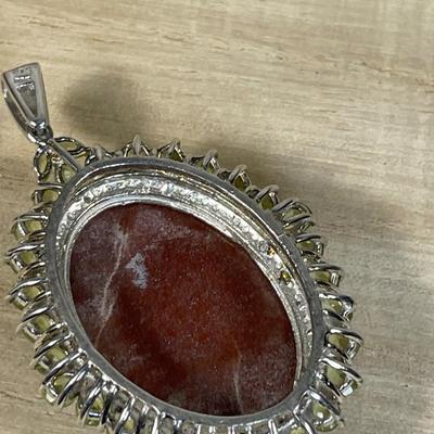 Large Drusy and Peridot Sterling pendant