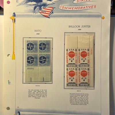 NATO & Balloon Jupiter 1959 Mint Condition US Stamp Plate Blocks Page as Pictured. Only One $5 Shipping Charge for 1 or 100 Pages Won.