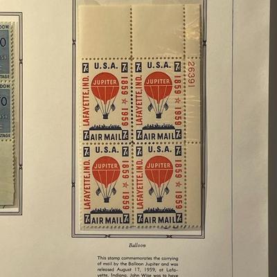 NATO & Balloon Jupiter 1959 Mint Condition US Stamp Plate Blocks Page as Pictured. Only One $5 Shipping Charge for 1 or 100 Pages Won.