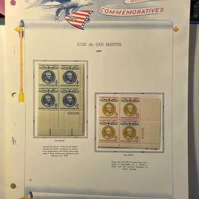 Jose de San Martin 1959 Mint Condition US Stamp Plate Blocks Page as Pictured. Only One $5 Shipping Charge for 1 or 100 Pages Won.