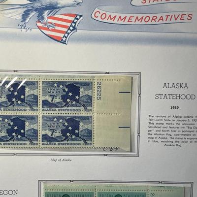 Alaska Statehood & Oregon Statehood 1959 Mint Condition US Stamp Plate Blocks Page as Pictured. Only One $5 Shipping Charge for 1 or...