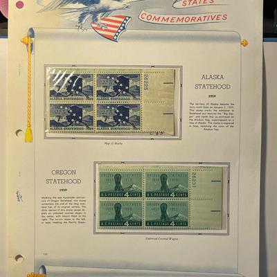 Alaska Statehood & Oregon Statehood 1959 Mint Condition US Stamp Plate Blocks Page as Pictured. Only One $5 Shipping Charge for 1 or...