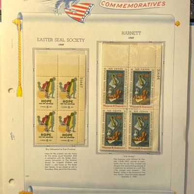 Easter Seal Society & Harnett 1969 Mint Condition US Stamp Plate Blocks Page as Pictured. Only One $5 Shipping Charge for 1 or 100...