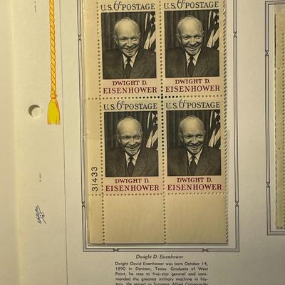 Dwight D. Eisenhower & Dartmouth College Case 1969 Mint Condition US Stamp Plate Blocks Page as Pictured. Only One $5 Shipping Charge...