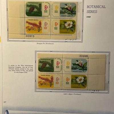 Botanical Series 1969 Mint Condition US Stamp Plate Blocks Page as Pictured. Only One $5 Shipping Charge for 1 or 100 Pages Won.