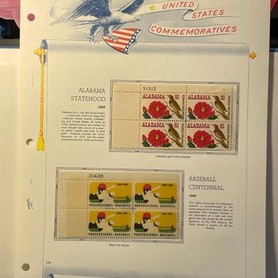 Alabama Statehood & Baseball 1969 Mint Condition US Stamp Plate Blocks Page as Pictured. Only One $5 Shipping Charge for 1 or 100...