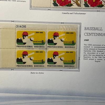 Alabama Statehood & Baseball 1969 Mint Condition US Stamp Plate Blocks Page as Pictured. Only One $5 Shipping Charge for 1 or 100...