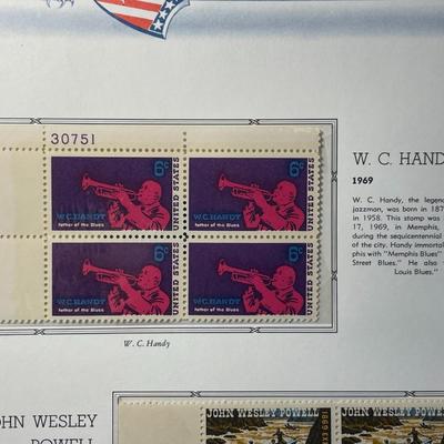 W, C Handy & John Wesley Powell 1969 Mint Condition US Stamp Plate Blocks Page as Pictured. Only One $5 Shipping Charge for 1 or 100...