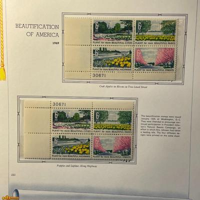 Beautification of America 1969 Mint Condition US Stamp Plate Blocks Page as Pictured. Only One $5 Shipping Charge for 1 or 100 Pages Won.