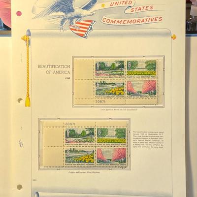 Beautification of America 1969 Mint Condition US Stamp Plate Blocks Page as Pictured. Only One $5 Shipping Charge for 1 or 100 Pages Won.