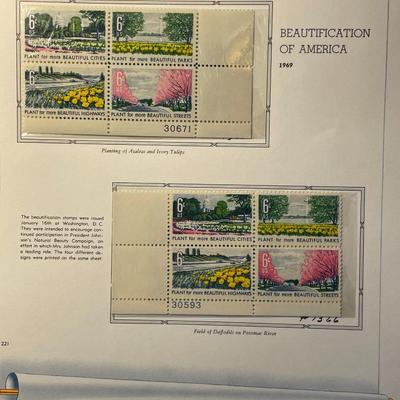 Beautification of America 1969 Mint Condition US Stamp Plate Blocks Page as Pictured. Only One $5 Shipping Charge for 1 or 100 Pages Won.