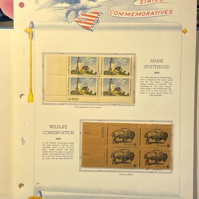 Maine Statehood & Wildlife Conservation 1970 Mint Condition US Stamp Plate Blocks Page as Pictured. Only One $5 Shipping Charge for 1...