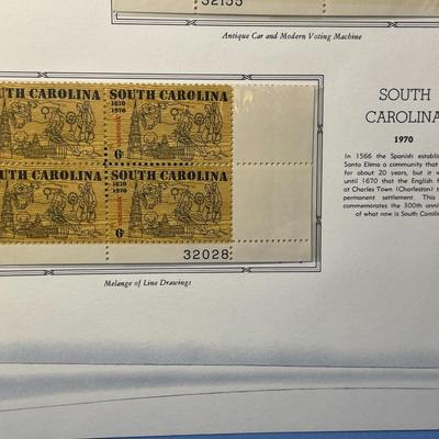 Women Suffrage & South Carolina 1970 Mint Condition US Stamp Plate Blocks Page as Pictured. Only One $5 Shipping Charge for 1 or 100...