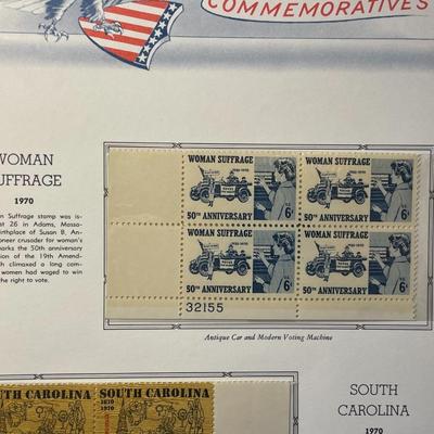 Women Suffrage & South Carolina 1970 Mint Condition US Stamp Plate Blocks Page as Pictured. Only One $5 Shipping Charge for 1 or 100...
