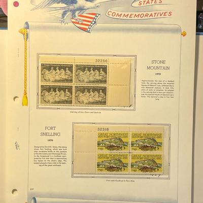 Stone Mountain & Fort Snelling 1970 Mint Condition US Stamp Plate Blocks Page as Pictured. Only One $5 Shipping Charge for 1 or 100...