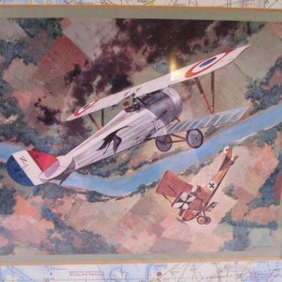 2 airplanes having dog fights picture