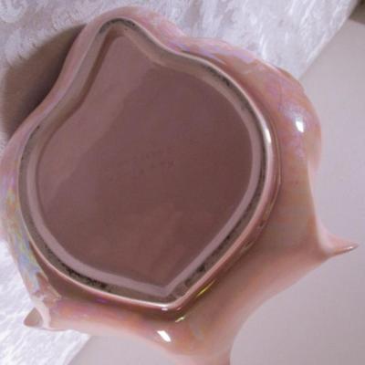 Vintage pink iridescent swan dish