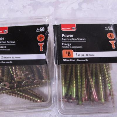 Various sizes of screws and 3 window latches with screws