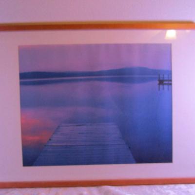 Framed landscape water picture