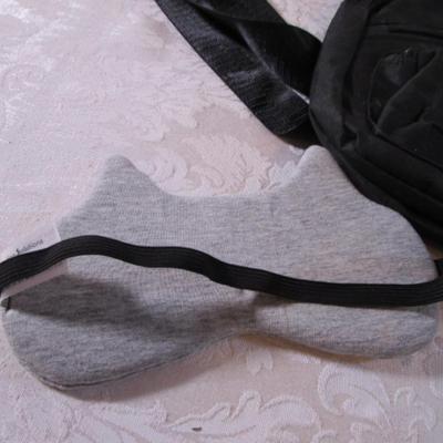 Mini backpack, kitten sleep mask, kitten toy