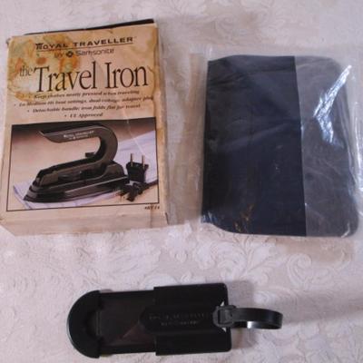 Travel iron, pillow, luggage tag