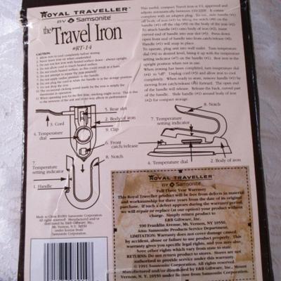 Travel iron, pillow, luggage tag