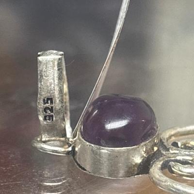 Zebra Calcite amethyst 925 Pendant
