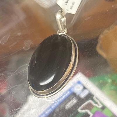 Obsidian Silver Pendate
