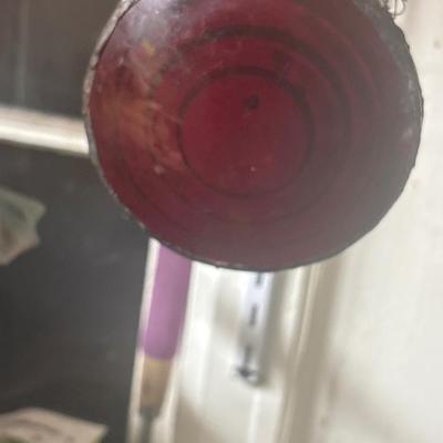 antique red glass ship light cover stained glass