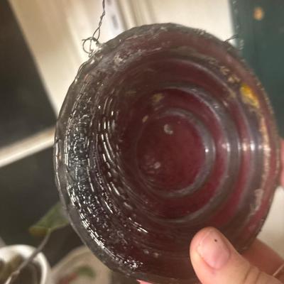 antique red glass ship light cover stained glass