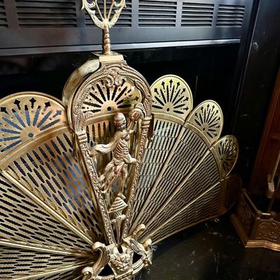 BRASS FAN FIRESCREEN