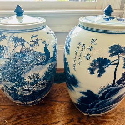 BLUE WHITE ASAIN GINGER JAR PAIR