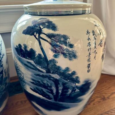BLUE WHITE ASAIN GINGER JAR PAIR
