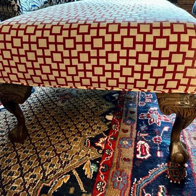 Sale Photo Thumbnail #37: BALL IN CLAW FOOT GEOMETRIC UPHOLSTERED OTTOMAN 50X28X19