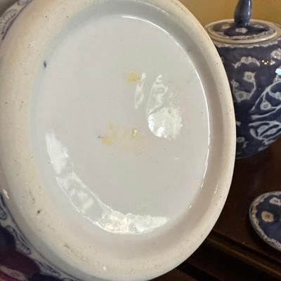 PAIR BLUE WHITE GINGER JARS