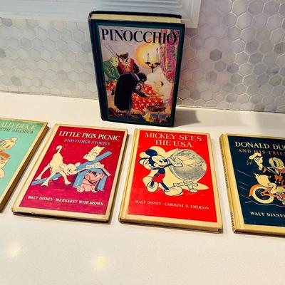 Sale Photo Thumbnail #111: VINTAGE CHILDRENS BOOKS, MICKEY SEE THE USA, DONALD DUCK AND HIS FRIENDS, LITTLE PIGS PICNIC, DONALD DUCK SEES SOUTH AMERICA, PINOCCHIO