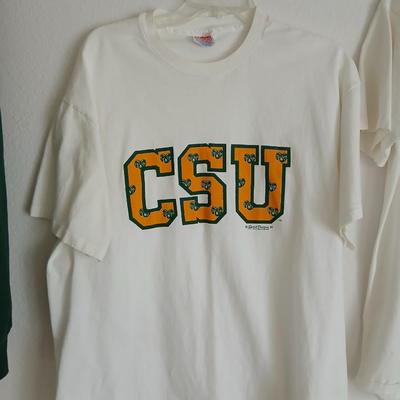 Vintage Colorado State University apparel CSU Mom t-shirts, socks, and a flag