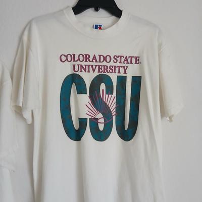 Vintage Colorado State University apparel CSU Mom t-shirts, socks, and a flag