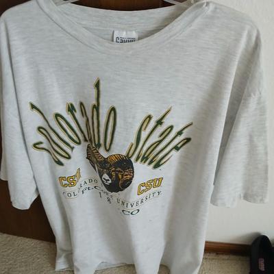 Vintage Colorado State University apparel CSU Mom t-shirts, socks, and a flag