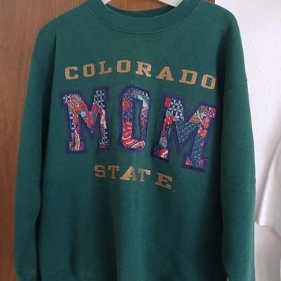 Vintage Colorado State University apparel CSU Mom t-shirts, socks, and a flag