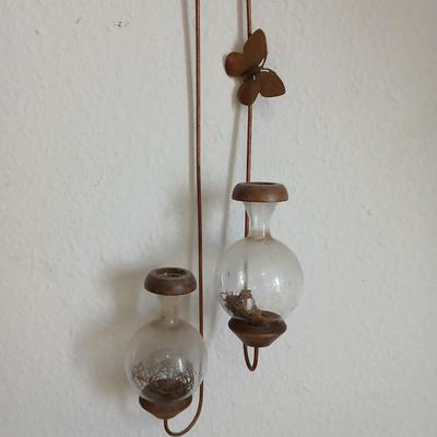 metal multi–Candle holder with candles, ceramic fall themed ball and more