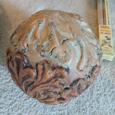 metal multi–Candle holder with candles, ceramic fall themed ball and more
