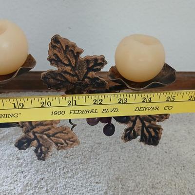 metal multi–Candle holder with candles, ceramic fall themed ball and more