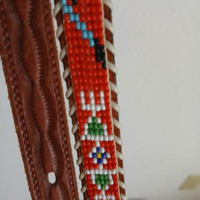 Two beautiful southwest art beaded leather belts