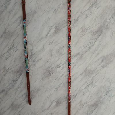 Two beautiful southwest art beaded leather belts