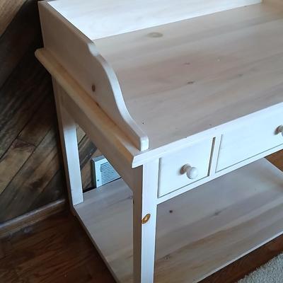 White pine Three drawer entryway / media shelf